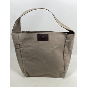 STARBUCKS Bag Canvas Bucket Tote Lunch Water Resistant Handbag Gray Brown